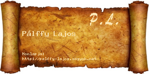 Pálffy Lajos névjegykártya
